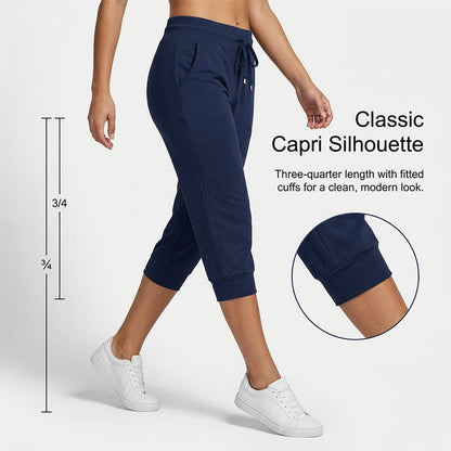 👖 50% RABATT! 🔥 Damen 3/4 Jogginghose – Strickstoff, Hoher Bund mit Kordelzug & Praktische Taschen für Sport & Freizeit 🌸