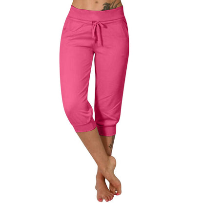 👖 50% RABATT! 🔥 Damen 3/4 Jogginghose – Strickstoff, Hoher Bund mit Kordelzug & Praktische Taschen für Sport & Freizeit 🌸