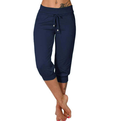 👖 50% RABATT! 🔥 Damen 3/4 Jogginghose – Strickstoff, Hoher Bund mit Kordelzug & Praktische Taschen für Sport & Freizeit 🌸