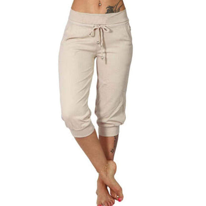 👖 50% RABATT! 🔥 Damen 3/4 Jogginghose – Strickstoff, Hoher Bund mit Kordelzug & Praktische Taschen für Sport & Freizeit 🌸