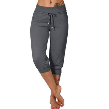 👖 50% RABATT! 🔥 Damen 3/4 Jogginghose – Strickstoff, Hoher Bund mit Kordelzug & Praktische Taschen für Sport & Freizeit 🌸