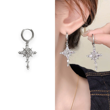 Funkelnde Kreuz-Anhänger-Ohrringe & Halskette