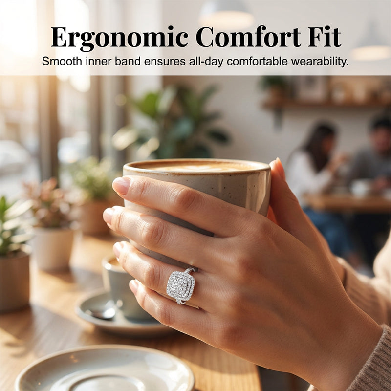 Brillanter Doppel-Halo Quadratring für Damen