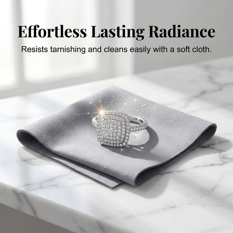 Brillanter Doppel-Halo Quadratring für Damen