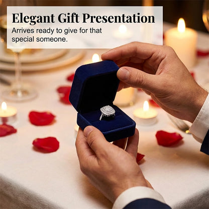 Brillanter Doppel-Halo Quadratring für Damen