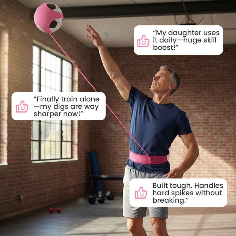 📢📢50% RABATT !! ⏰Volleyball-Trainingshilfe mit elastischer Kordel – 50% Rabatt! Solo-Aufschlag- & Angriffstraining, verstellbarer Hüftgurt, 2 Hand-Trainer – Technik schnell verbessern. 🎯