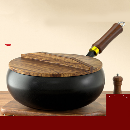 📢📢50 % Rabatt!! ⏰Alteisen Wok – Robuster Gusseisenbräter mit Deckel für Braten & Kochen👩‍🍳🍲