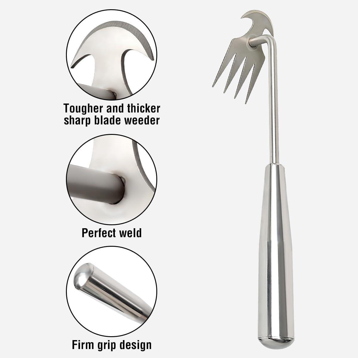 🌿🔨 Robuster Gartenhacken aus Edelstahl – Handgeführte Unkrautentfernung, ideal für Bodenlockerung und Wurzelentfernung