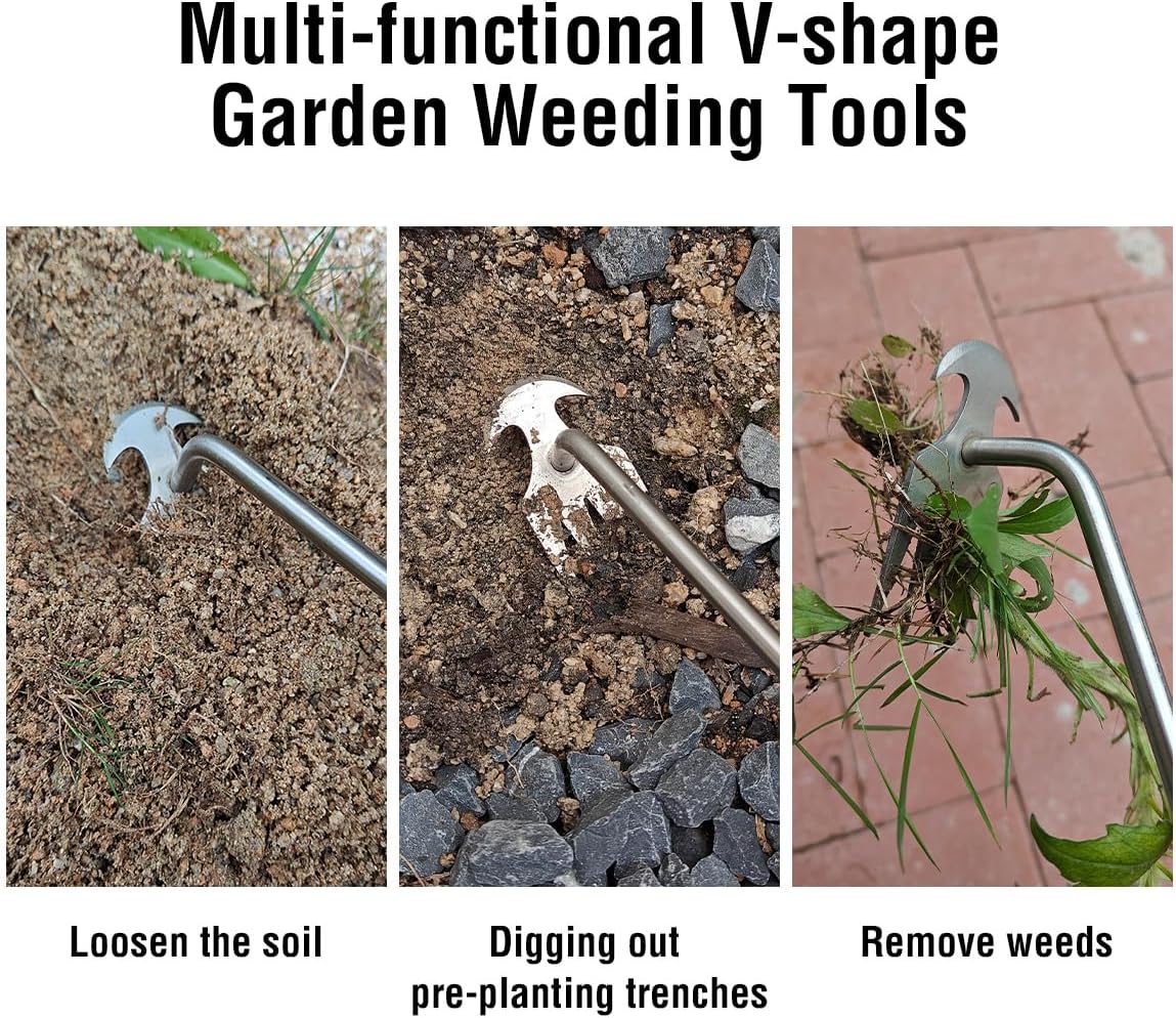 🌿🔨 Robuster Gartenhacken aus Edelstahl – Handgeführte Unkrautentfernung, ideal für Bodenlockerung und Wurzelentfernung