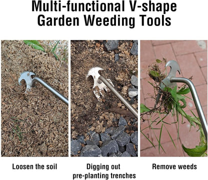🌿🔨 Robuster Gartenhacken aus Edelstahl – Handgeführte Unkrautentfernung, ideal für Bodenlockerung und Wurzelentfernung