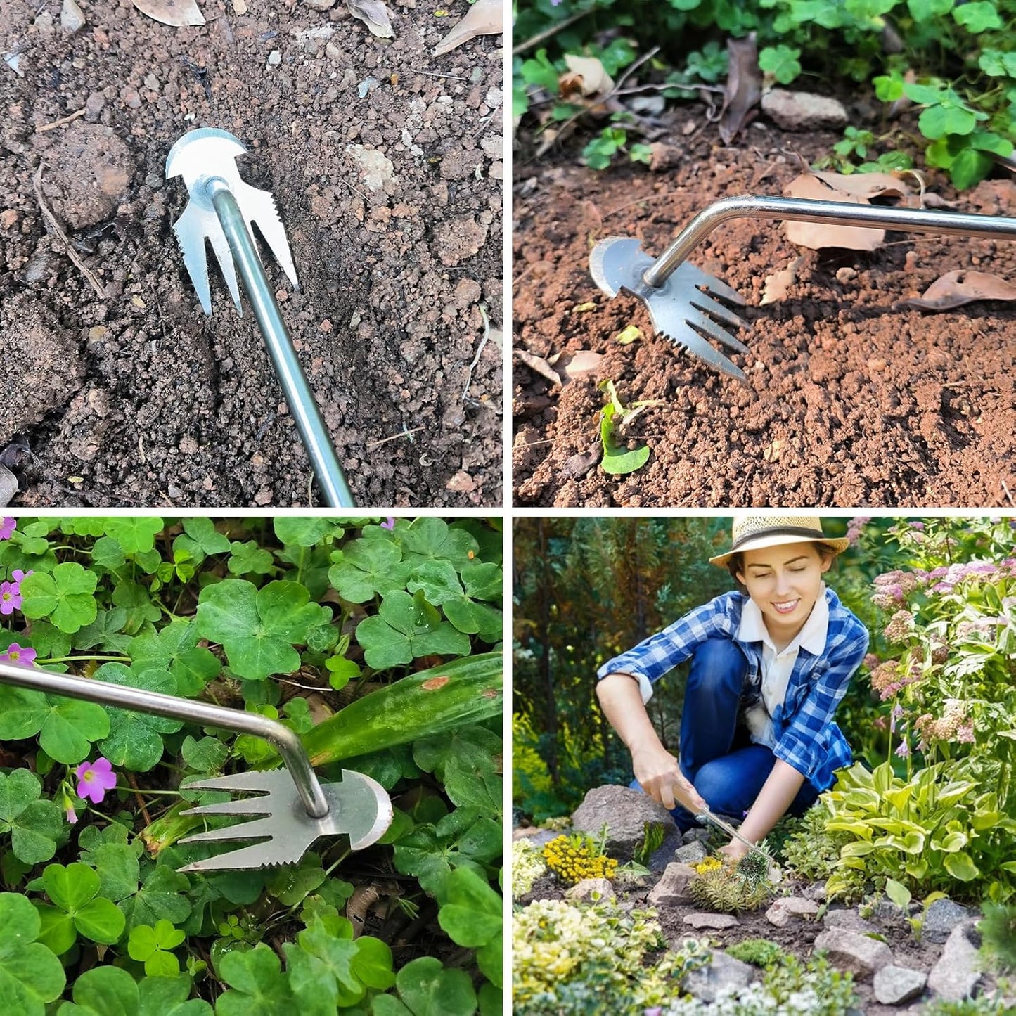🌿🔨 Robuster Gartenhacken aus Edelstahl – Handgeführte Unkrautentfernung, ideal für Bodenlockerung und Wurzelentfernung