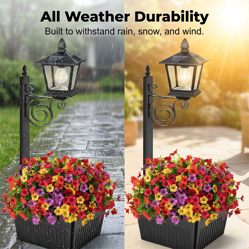 🌿🌞 2-in-1 Solarleuchte mit Blumentopf – Warmweißes Licht, Wetterfest für Garten, Terrasse & Eingangsbereich