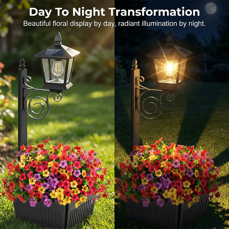 🌿🌞 2-in-1 Solarleuchte mit Blumentopf – Warmweißes Licht, Wetterfest für Garten, Terrasse & Eingangsbereich