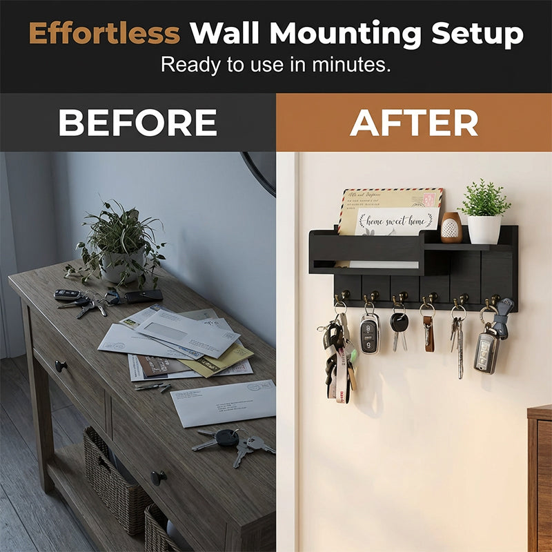 🔑 Wandmontierte Schlüssel- und Briefablage mit Ablagefach –  clevere Flur Aufbewahrung,  perfekt für Post & Schlüssel,  einfache Montage 🏠