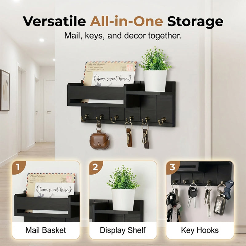 🔑 Wandmontierte Schlüssel- und Briefablage mit Ablagefach –  clevere Flur Aufbewahrung,  perfekt für Post & Schlüssel,  einfache Montage 🏠