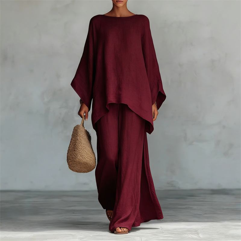 👕 LIMITED-TIME 50% RABATT! ✨ Damenset – Langes Top & Weite Hose – Bequem, Vielseitig ✨
