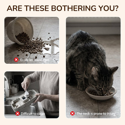🐾🐱🐶 Rutschfester erhöhter Futtertrog 🥣 mit 3 Schalen für Haustiere 💖