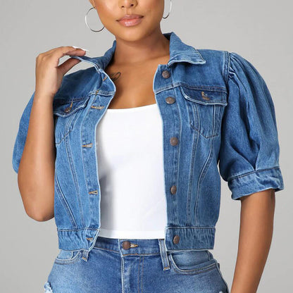 🌞NEU: Sommerkollektion mit bis zu 50% Rabatt 🛍️Damen Jeansjacke mit kurzen Ärmeln & Puffärmeln – lässig, bequem & vielseitig
