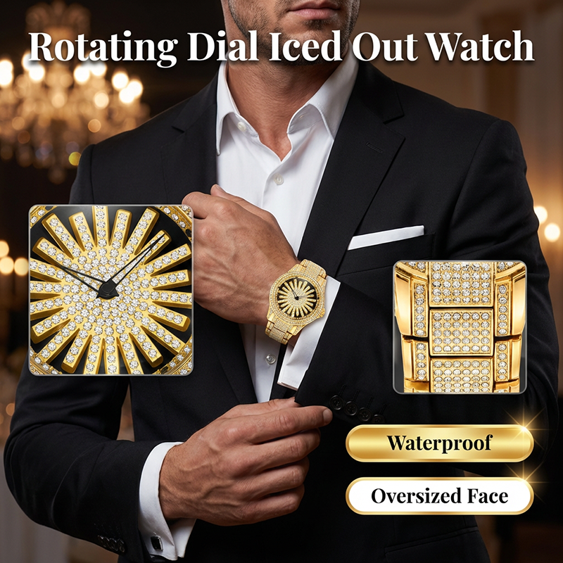 ⌚ LIMITIERTES ANGEBOT: 50% RABATT! 💎 Herrenuhr mit drehbarer Lünette – Vollbesetzt mit funkelnden Steinen & Präzises Quarzwerk ✨