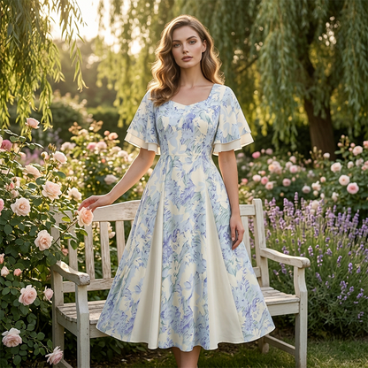 🔥 Heiße Sonderangebote – Luftiges Fit-and-Flare-Kleid mit flatternden Ärmeln🌸