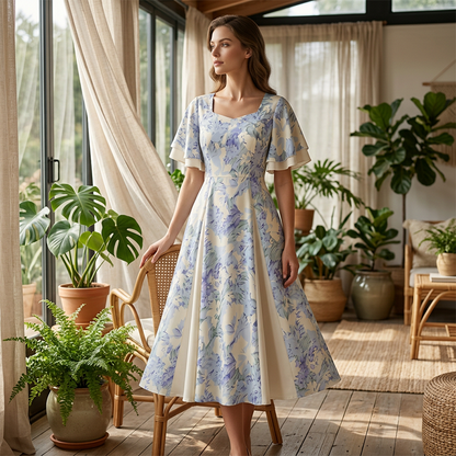 🔥 Heiße Sonderangebote – Luftiges Fit-and-Flare-Kleid mit flatternden Ärmeln🌸
