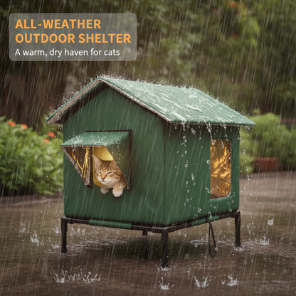 🐈 Erhöhtes Outdoor-Katzenhaus für jedes Wetter – Wasserdicht, isoliert, faltbar 🌧️
