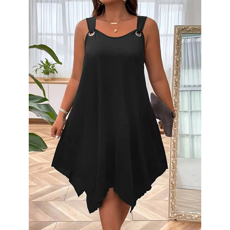 👗 LIMITED-TIME 50% RABATT! ✨ Ärmelloses Damenkleid – Asymmetrischer Saum, 7 Farben, A-Linie 🍂