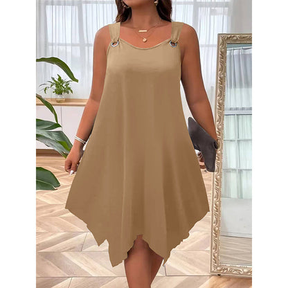 👗 LIMITED-TIME 50% RABATT! ✨ Ärmelloses Damenkleid – Asymmetrischer Saum, 7 Farben, A-Linie 🍂