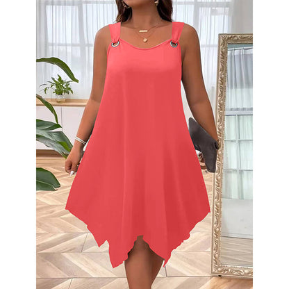 👗 LIMITED-TIME 50% RABATT! ✨ Ärmelloses Damenkleid – Asymmetrischer Saum, 7 Farben, A-Linie 🍂