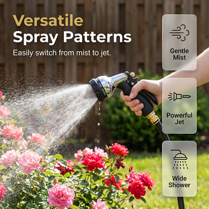 🌿 Hochleistungs-Metall-Gartenschlauch-Düse – rostfrei, mehrstufiger Wasserstrahl, perfekt für Gartenreinigung & Bewässerung 🌊