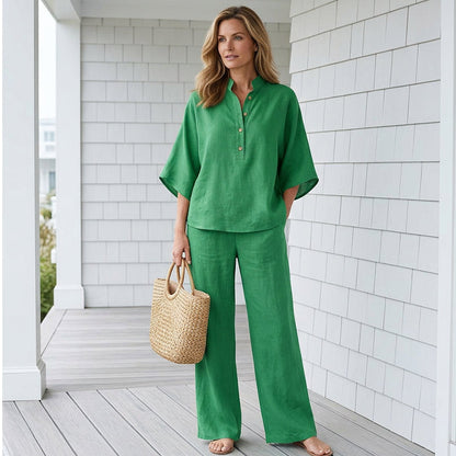 💃 50% SPAREN 📢 Damen Fashion Set 🔥 Stehkragen + Wide-Leg Hose – stilvoll, hochwertig & alltagstauglich ✨