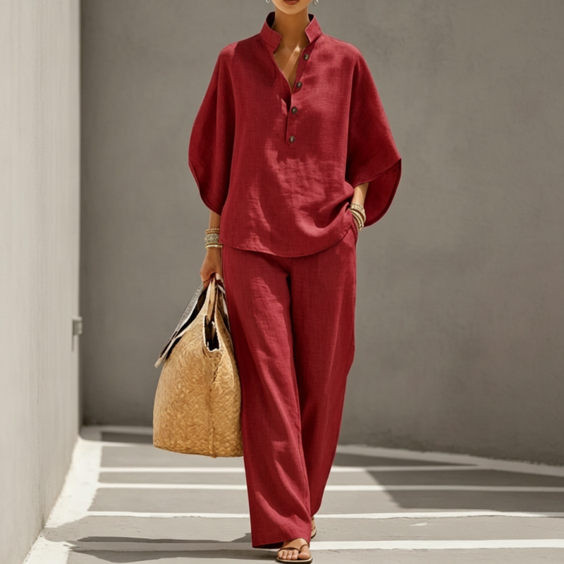 💃 50% SPAREN 📢 Damen Fashion Set 🔥 Stehkragen + Wide-Leg Hose – stilvoll, hochwertig & alltagstauglich ✨
