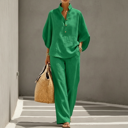 💃 50% SPAREN 📢 Damen Fashion Set 🔥 Stehkragen + Wide-Leg Hose – stilvoll, hochwertig & alltagstauglich ✨