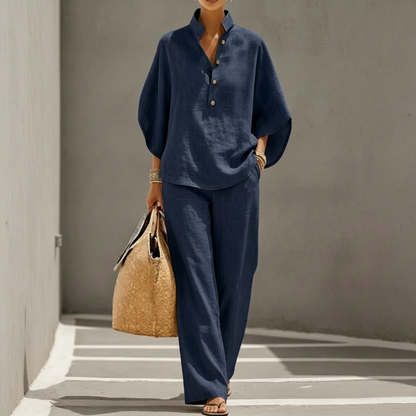 💃 50% SPAREN 📢 Damen Fashion Set 🔥 Stehkragen + Wide-Leg Hose – stilvoll, hochwertig & alltagstauglich ✨