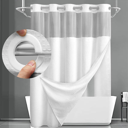 ⏰ 50 % RABATT – Nur für kurze Zeit ✨Badezimmer Duschvorhang mit Waffelmuster 🛁 Wasserabweisend & Einfach zu Montieren