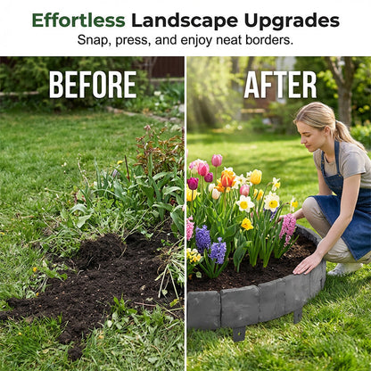 Gartenborder Set Kopfsteinoptik 5m – 20 ineinandergreifende Teile ☀️ Wetterfestes PP-Kunststoff, kein Graben & kein Werkzeug – ideal für Beete & Wege 🌿