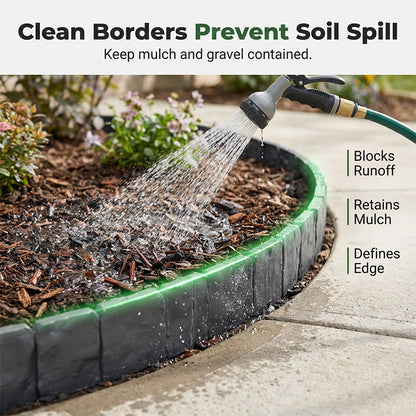 Gartenborder Set Kopfsteinoptik 5m – 20 ineinandergreifende Teile ☀️ Wetterfestes PP-Kunststoff, kein Graben & kein Werkzeug – ideal für Beete & Wege 🌿