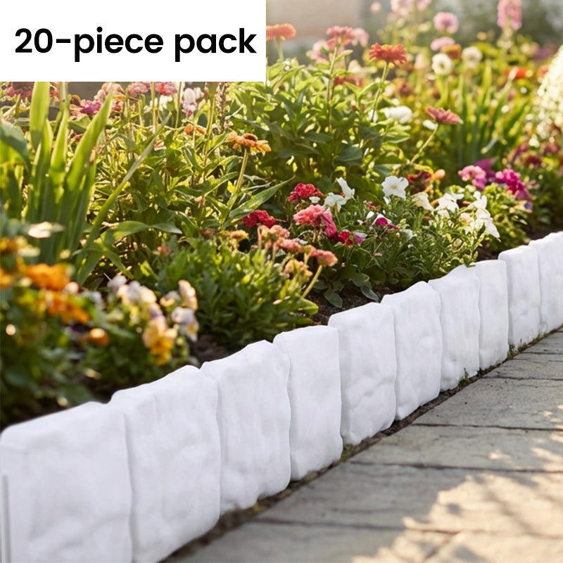 Gartenborder Set Kopfsteinoptik 5m – 20 ineinandergreifende Teile ☀️ Wetterfestes PP-Kunststoff, kein Graben & kein Werkzeug – ideal für Beete & Wege 🌿