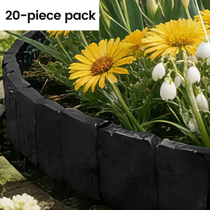 Gartenborder Set Kopfsteinoptik 5m – 20 ineinandergreifende Teile ☀️ Wetterfestes PP-Kunststoff, kein Graben & kein Werkzeug – ideal für Beete & Wege 🌿