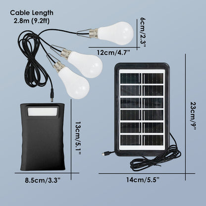 Autarkes Solar-Beleuchtungssystem: Komplett-Set mit 3 LED-Bulbs & Power-Speicher ☀️🔋