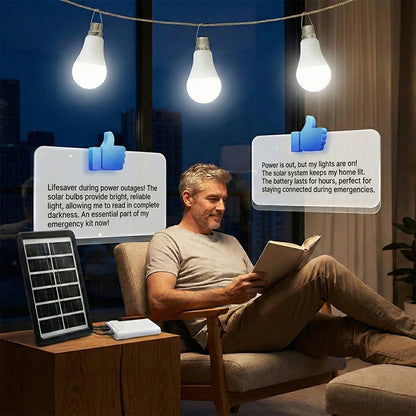 Autarkes Solar-Beleuchtungssystem: Komplett-Set mit 3 LED-Bulbs & Power-Speicher ☀️🔋