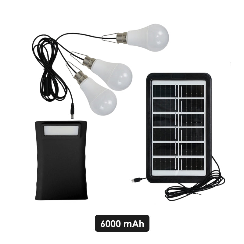 Autarkes Solar-Beleuchtungssystem: Komplett-Set mit 3 LED-Bulbs & Power-Speicher ☀️🔋