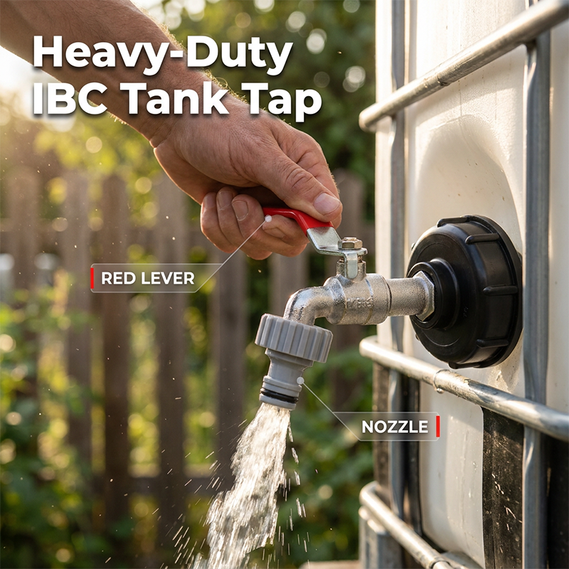 🚰 Robuster Messing-Ablasshahn für IBC Container und Wassertanks – korrosionsbeständig & langlebig