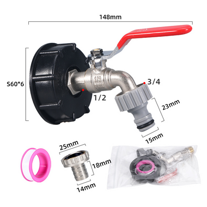 🚰 Robuster Messing-Ablasshahn für IBC Container und Wassertanks – korrosionsbeständig & langlebig