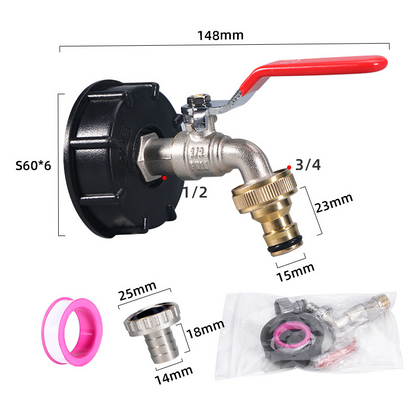 🚰 Robuster Messing-Ablasshahn für IBC Container und Wassertanks – korrosionsbeständig & langlebig