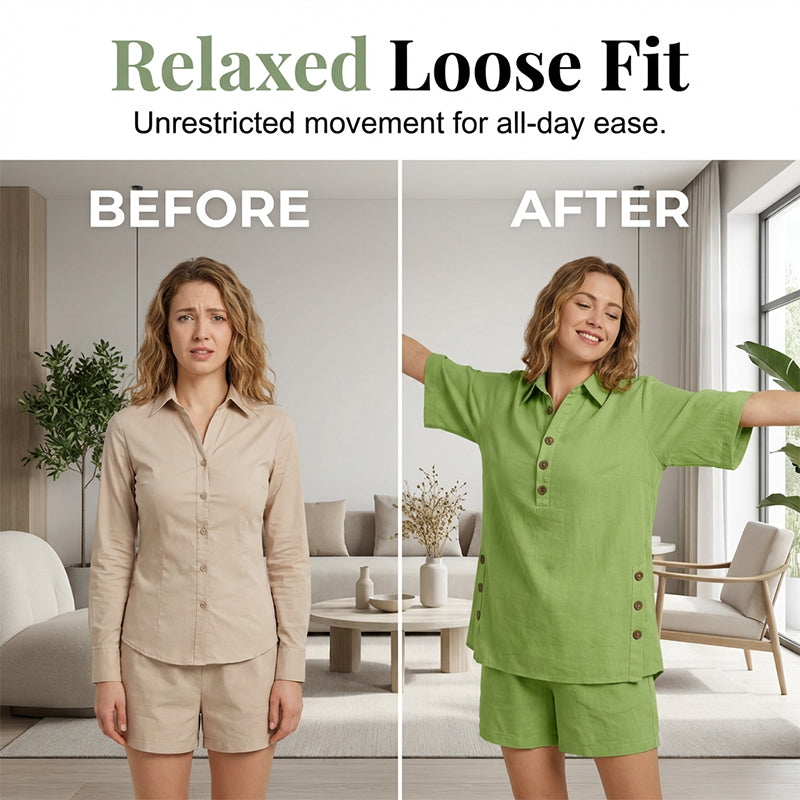 👕 50% RABATT – Nur für kurze Zeit! 2-teiliges Set für Damen – Relaxte Passform, Polokragen, perfekt für den Sommer. ✨