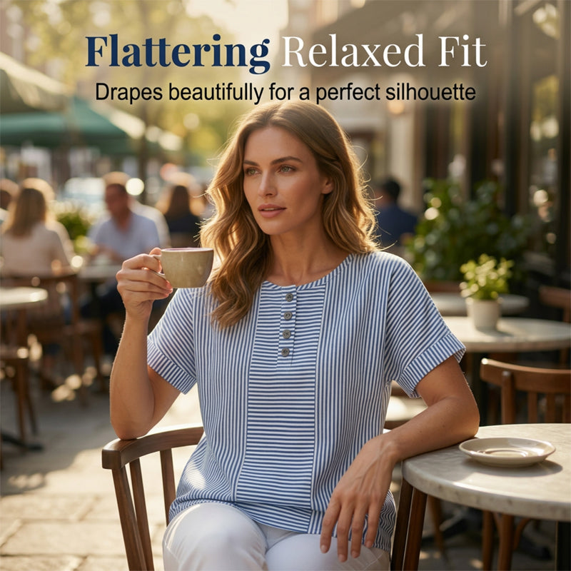 Gestreiftes Henley-Shirt – bequem, bügelfrei & hautfreundlich