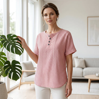 Gestreiftes Henley-Shirt – bequem, bügelfrei & hautfreundlich