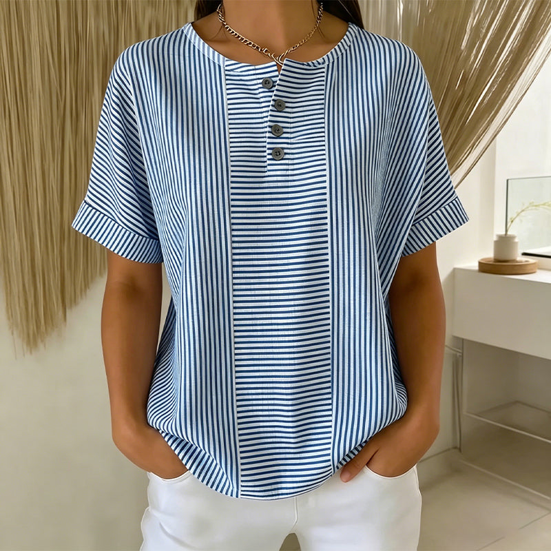 Gestreiftes Henley-Shirt – bequem, bügelfrei & hautfreundlich