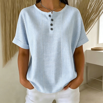 Gestreiftes Henley-Shirt – bequem, bügelfrei & hautfreundlich